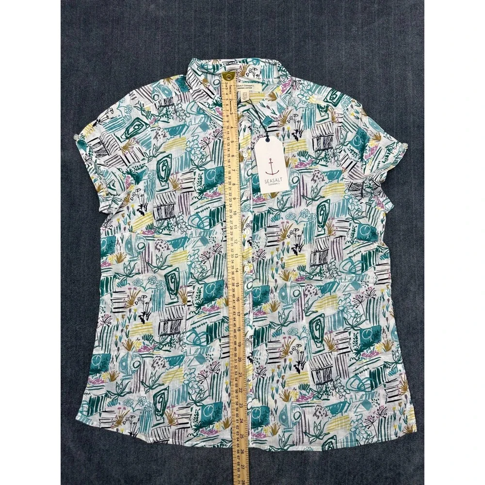 Seasalt Cornwall Rushmaker Shirt Organic Cotton Garden Studio Sketch Chalk US 10